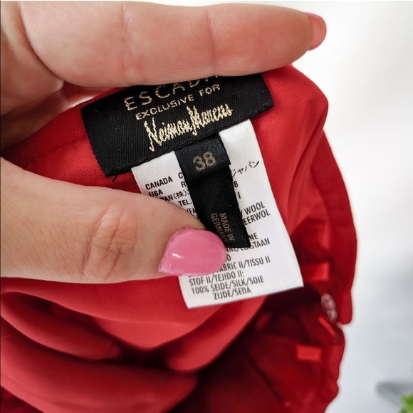 ESCADA Skirt Red Career Wear Flare Ruffle Back 610 - Picture 7 of 8